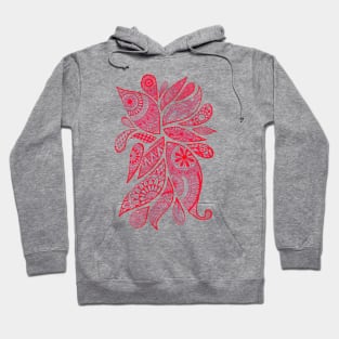 Abstract Zentangle Swirls Design (red on white) Hoodie